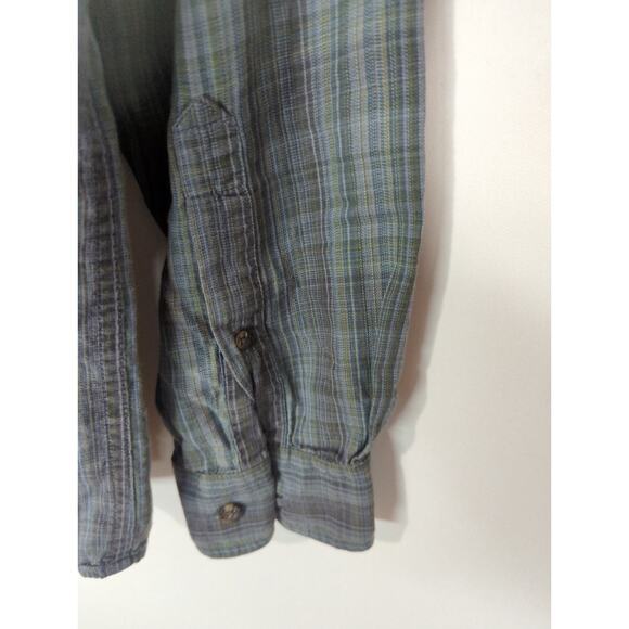 Columbia Green Blue Plaid Cotton Button Up Shirt Mens Medium Vintage Preppy - Picture 3 of 7